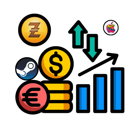 Currency and gift card exchange illustration